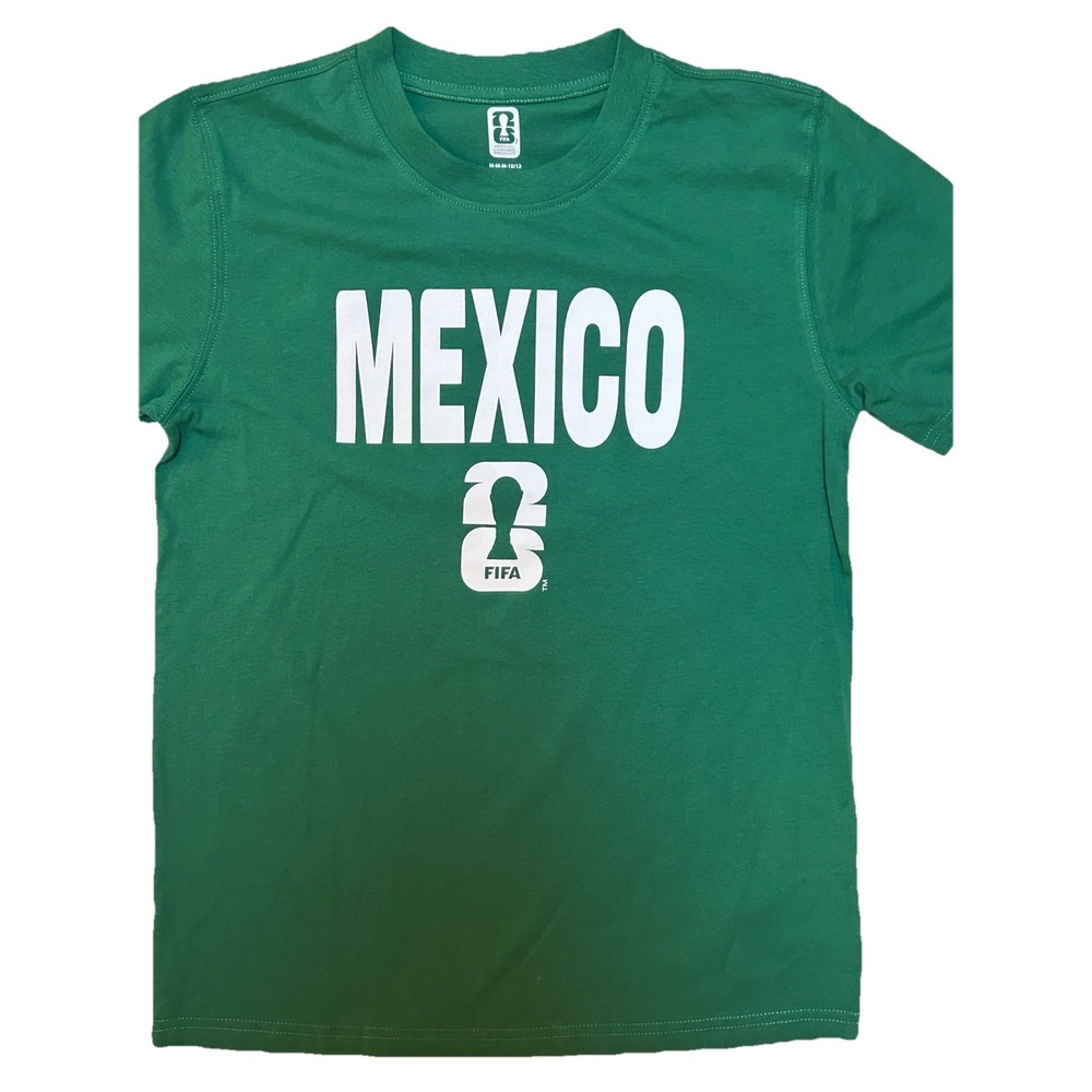 FIFA World Cup‎ 2026 Mexico Youth T-Shirt Green M 10/12 Double Sided